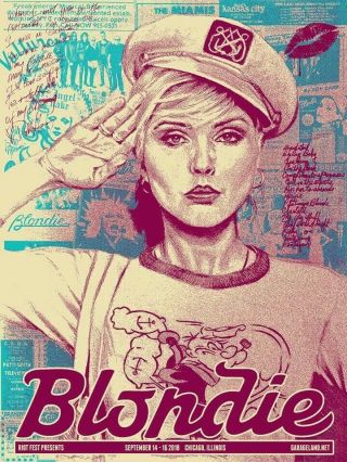 Blondie Rock Concert Poster Debbie Harry Riot Fest 2018 Rare Silkscreen Wall Art