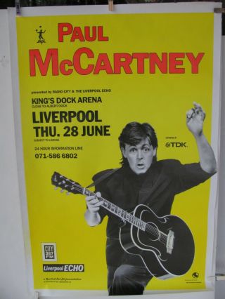The Beatles Paul Mccartney Concert Poster Kings Dock Liverpool 6/28/1990