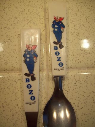 VTG 70s BOZO the Clown TV Show Kids Childs Spoon Fork Flatware Silverware Set 2
