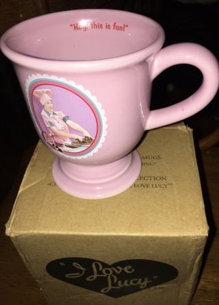 I Love Lucy Lucille Ball Pink Mug Coffee Cup Pedestal 12oz Job Switching
