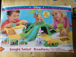 Vintage Fisher Price Disney Jungle Safari Roadway Playset Track Mickey Minnie