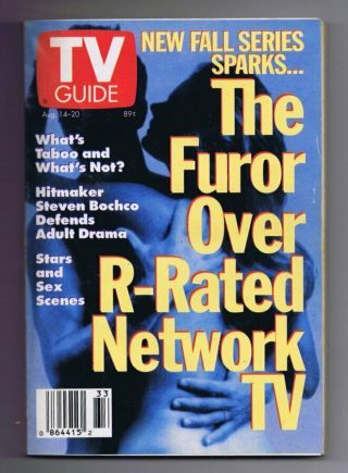 Vintage August 14 1993 Tv Guide No Label R - Rated Network Tv