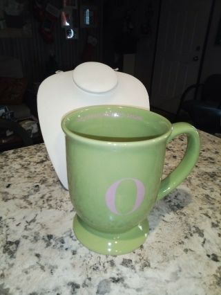 The Oprah Winfrey Show Green/pink " O " Large Pedestal 16 Ounce Coffee Tea Mug