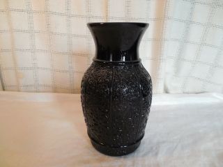 Vintage Black Amethyst Glass Floral Vase