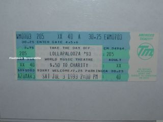 Lollapalooza 1993 Concert Ticket Alice In Chains Tool Primus Chicago Ratm