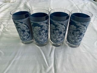 Vintage Currier And Ives Set Of Four 12 Oz Water Glasses