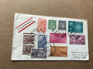 India 1954 Cover To Us,  10 - Color Franking,  Us Consulate In Austria,  Neat