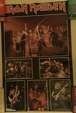 Vintage 1984 Iron Maiden Poster Live In Concert Rock Heavy Metal