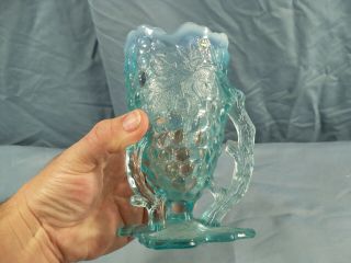 Northwood Blue Opalescent Glass GRAPEVINE CLUSTER Novelty Vase 2