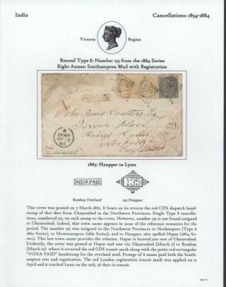India 1865 Cover Renouf Type 8: No.  135 From 1964 Series 8 Annas - Please Read Scan