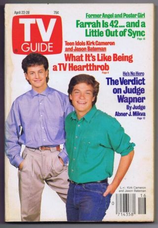 Vintage April 22 1989 Tv Guide No Label Kirk Cameron Jason Bateman