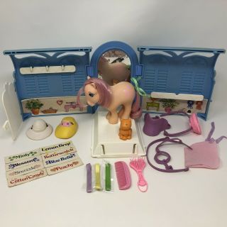 Vintage My Little Pony G1 Mlp Pretty Parlor Complete Accessories W/ Peachy & Cat