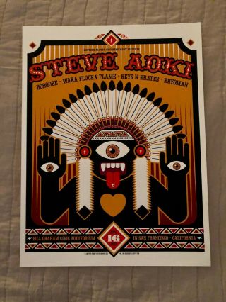Steve Aoki 18 " X 24 " Concert Poster - Bill Graham Civic,  San Francisco Ca
