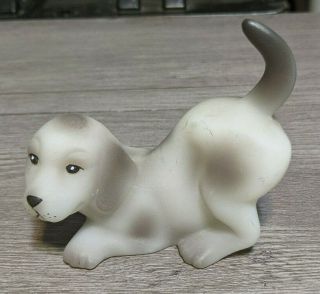 Fenton Art Glass 3.  5 " Playful White Puppy Dog Figurine Animal Sculpture
