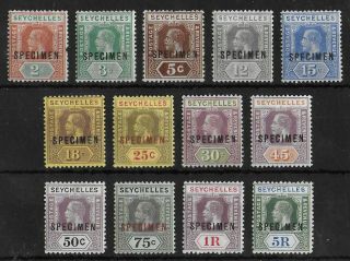 Seychelles 1917 - 1932 Hinged Kgv Set Of 13 Stamps Specimen High Cv