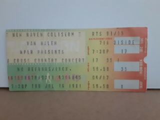 Van Halen Fair Warning Tour July 16,  1981 Ticket Stub
