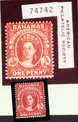 Bahamas 1882 1d Sg42 Scott 20 - With Clear Aps Certificate