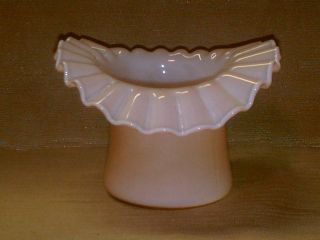Vintage Fenton Glass Rose Overlay Top Hat Vase W/ Ruffled Crimped Rim - Peach