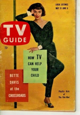 Vintage - Tv Guide May 31st 1959 - Phyllis Kirk " The Thin Man " - Very Good