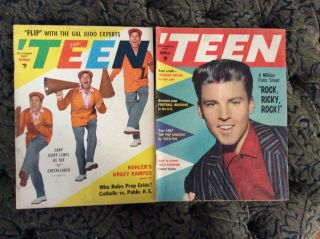 1957 Teen Magazines - Set Of 2 (ricky Nelson.  Jerry Lewis)