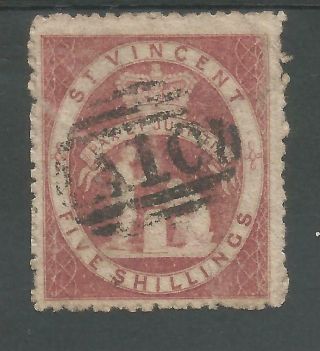St Vincent Sg32 The Very Scarce 1880 Qv 5/ - Rose - Red Fine Cat £1750