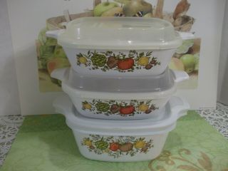 3 Spice Of Life Corning Ware P - 43 - B And P - 41 - B Petite Pan Casserole Dishes W/lid