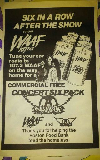 Aerosmith Draw The Line Tour Promo Waaf Boston Worcester 1970s Concert Six Pack