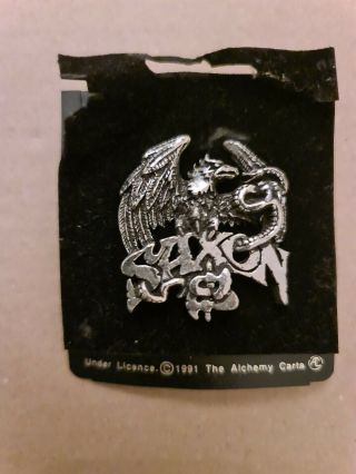 Saxon Alchemy,  Poker Rox Pin Badge Clasp Rare Deadstock