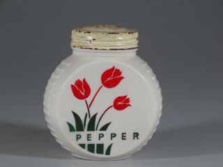 Vintage Fire - King Vitrock Red Tulips Pepper Shaker C.  1950