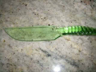 Vintage Green Depression Glass Right Handed Fruit Or Cake Knife