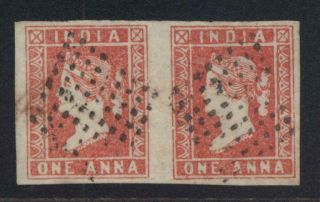India 1854 Qv One Anna Red Pair - Litho -