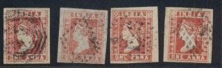 India 1854 Qv One Anna Red 4 Lithos - - Lot 5