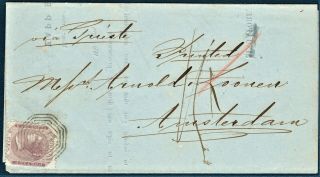 [ind39] India In Singapore 1863 Cover To Amsterdam B/172 With Postage Due