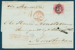 [ind37] India In Aden Cover To Amsterdam 1860 Sg Z15 Estimation $450 - $650