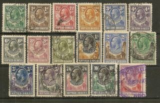 Northern Rhodesia 1925 - 29 Kgv Set Sg1/17 20/ - With Fiscal Cancel