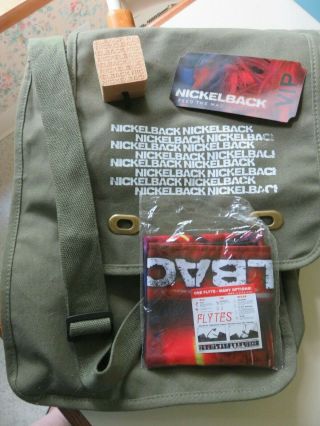 Nickelback Feed The Machine Vip Messenger Bag W/ Guitar Picks,  Ticket,  & Flytes