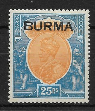 Burma Sg18 1937 25r Orange & Blue Mtd