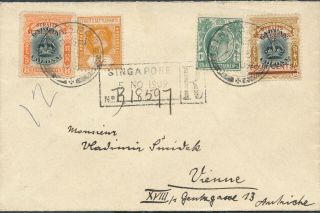 1909 Straits Settlements Singapore Reg Mixed Ovpts On Labuan Stamps