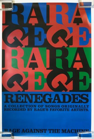 Rage Against The Machine Renegades 2000 Us Epic Records Promo Only Poster Ratm