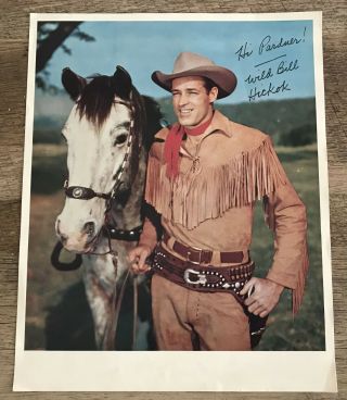 Exc Orig Guy Madison Wild Bill Hickok 1950s Tv “signed” Color 8.  5x11 Promo Photo