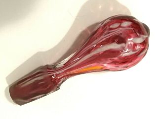 Vintage Murano Splatter Glass Bottle Decanter Stopper Ruby Red White Swirl