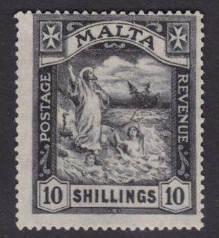 Malta.  1922.  Sg 104,  10/ - Black.  Fine Mounted.