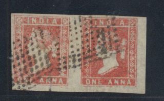 India 1854 Qv One Anna Red Litho Pair