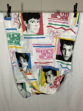 Vintage Kids On The Block Nkotb Twin Bed Fitted Sheet,  Multicolored 1990