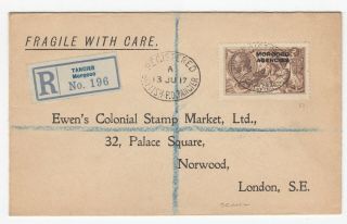 Morocco Agencies Rare 2/6 Seahorse Sg51 On Registered Cover To London 19/7/1917