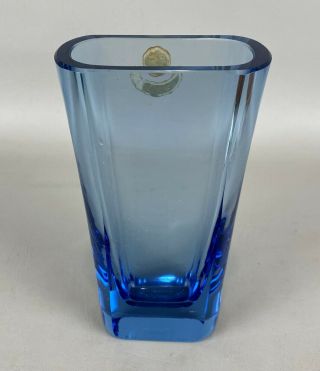 Vintage KARHULA Blue Glass Mid - Century Vase,  Made in Finland 3