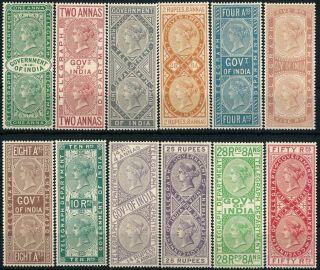 India 1869,  Qv Victoria,  Scarce Um/nh Telegraphs Forgery Set Of 12 Stamps.  N673