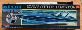 1980s Miami Vice Scarab Offshore Power Boat Model Kit 3104 - All Parts Open Box