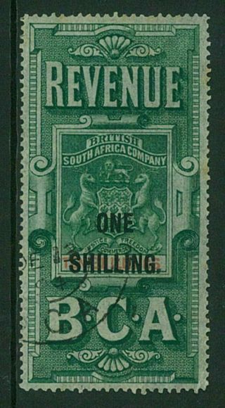 Bca / Nyasaland - 1893 " One Shilling " On 10s Large Revenue (fine) (es570b)