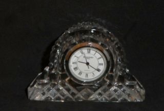 Waterford Crystal Small Mantel Shaped Desk Clock 2 1/2 " Tall Battery